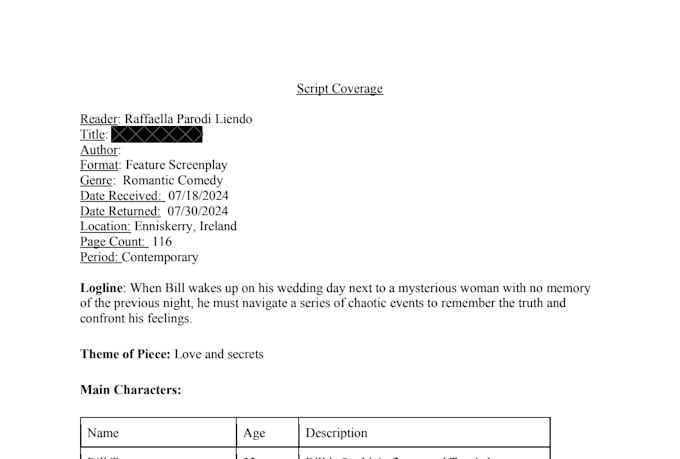 provide professional script coverage and screenplay feedback